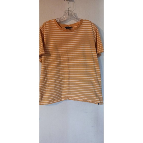 Pendleton Womens T-Shirt Size Large Striped Short Sleeve 100% Cotton Orange‎ - Picture 1 of 7